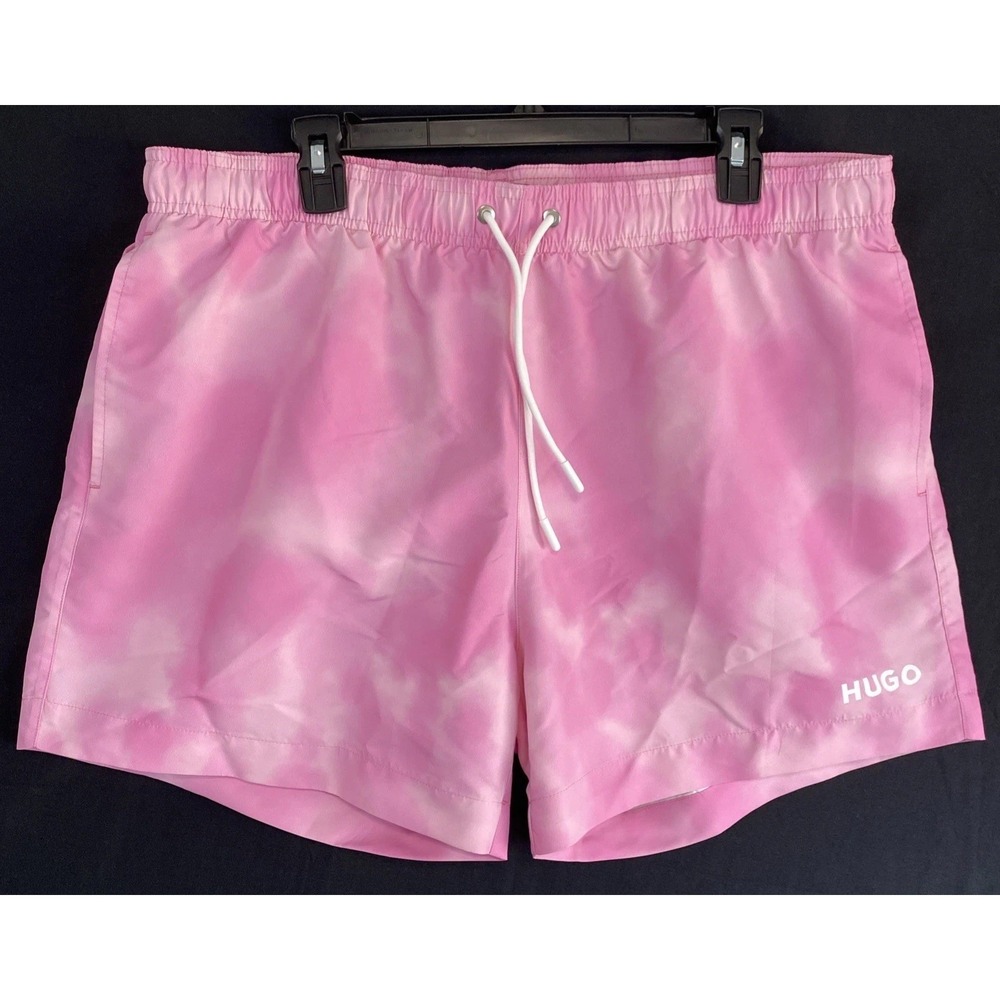 Hugo Boss Men's Pink Tie Dye Swim Suit Trunks Shorts Swimwear XXL Mesh+Lining